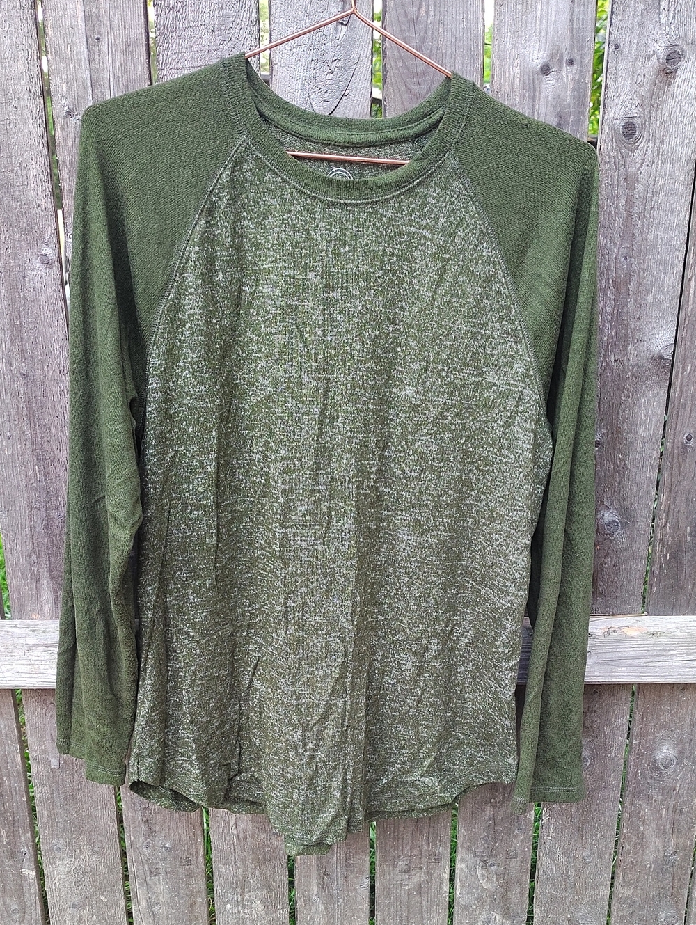 Soft Two Tone Green Long Sleeve Comfy Cozy Casual Top